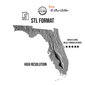 Florida Terrain STL with Alligator – 3D Topographic Map for CNC, 3D Printing, or 3D Lasering