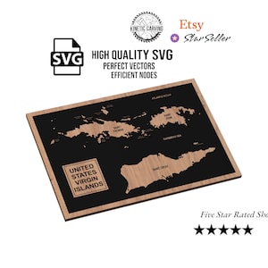 Arquivo SVG do mapa das Ilhas Virgens dos Estados Unidos para marcenaria, CNC, impressão e laser