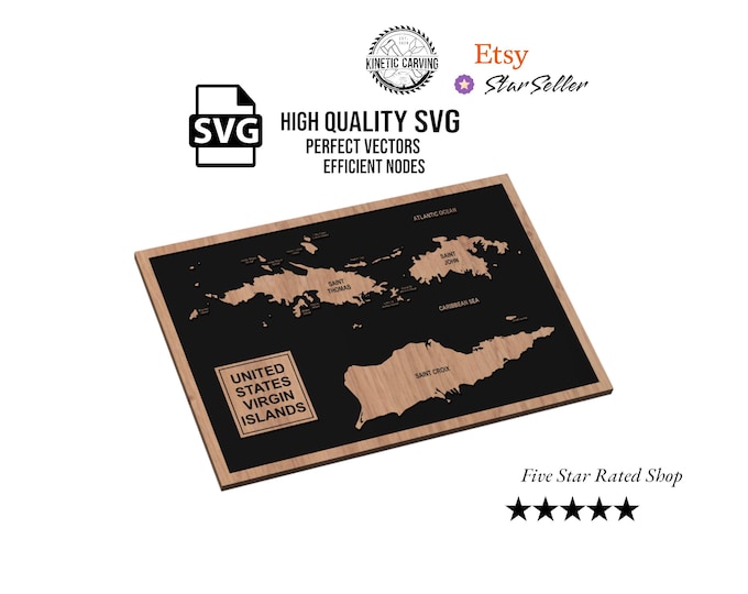 United States Virgin Islands Map SVG File for Woodworking, CNC, Printing and Lasering
