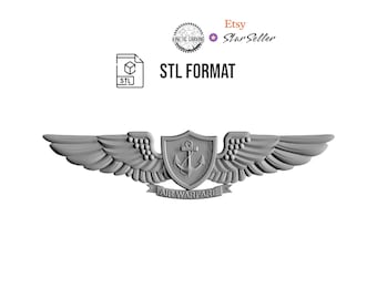 U.S. Navy Aviation Warfare Badge 3D STL Model (Digital Download)