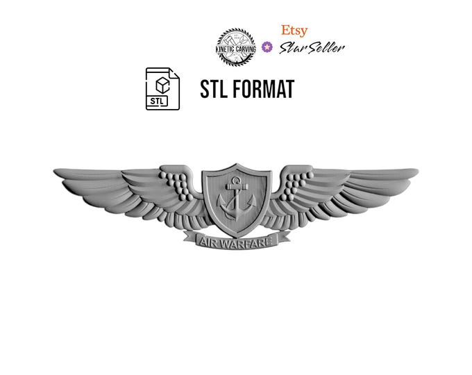 3D STL Model of U.S. Navy Enlisted Aviation Warfare Badge, for 3D Printing, CNC Woodworking