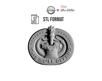 Drill Sergeant Badge STL File: CNC, Woodworking, Printing, Lasering (Digital Download)