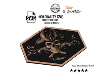 Live Free or Die SVG – Patriot Skull with Flintlocks and Tricorn Hat for Woodworking, CNC, Printing and Lasering