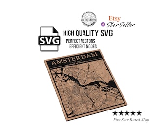 Amsterdam, Netherlands City Map SVG File for Woodworking, CNC, Printing and Lasering (Digital Download)