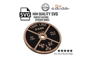 1000lbs Club SVG | Personalized Female Powerlifting Plate Design – Gym SVG for CNC, Laser, or Vinyl Fitness Signs