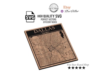 Dallas, Texas City Map SVG File for Woodworking, CNC, Printing and Lasering (Digital Download)