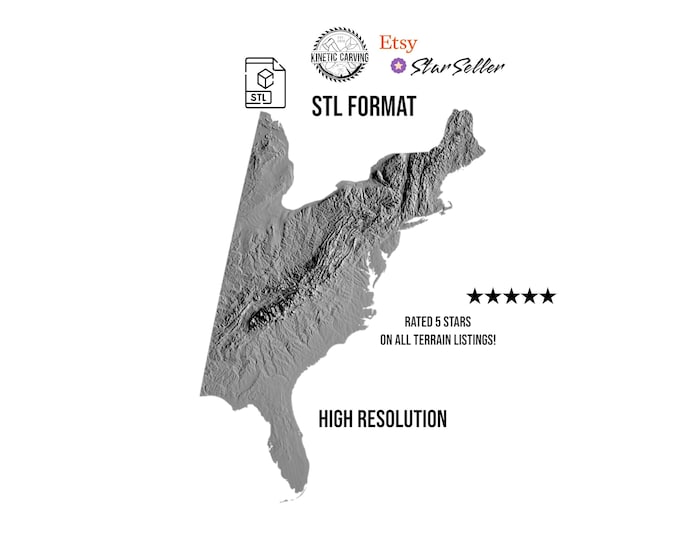 Appalachian Mountains Terrain File – 3D Topographic Map for CNC, 3D Printing, or 3D Lasering
