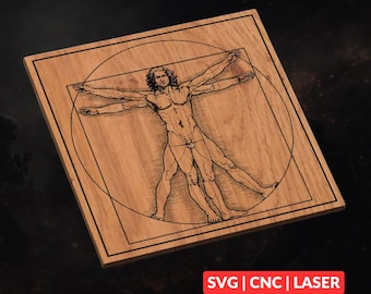 Vitruvian Man SVG | Da Vinci CNC Laser Cut File, Wood Wall Art, Glowforge Engraving, LightBurn Ready