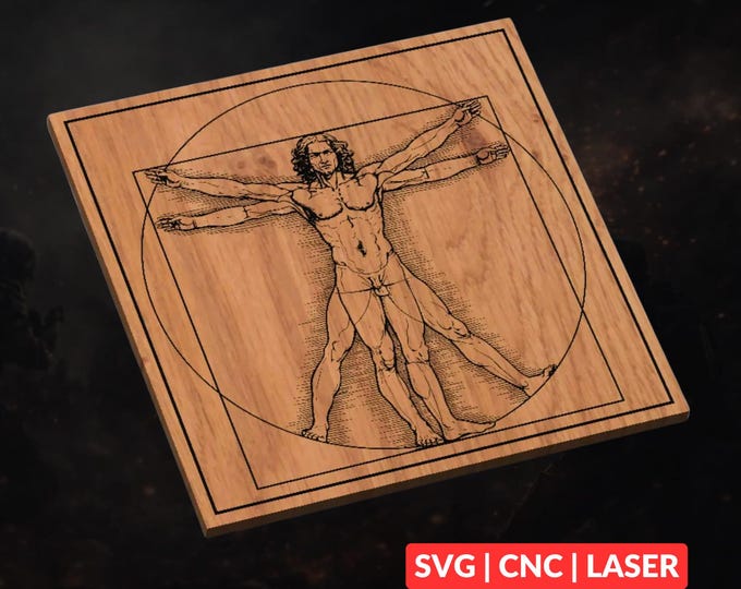 Vitruvian Man SVG | CNC Laser Cut File, Wood Wall Art, Glowforge Engraving, LightBurn Ready