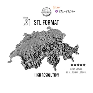 Modèle 3D STL de la Suisse pour impression 3D, travail du bois CNC