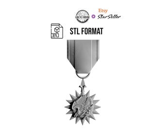 3D STL of Air Medal Military Award File for Woodworking, CNC, Printing and Lasering