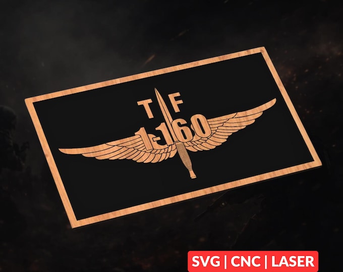 1-160th SOAR Military Patch Logo SVG | CNC Laser Cut File, Wood Wall Art, Glowforge Engraving, LightBurn Ready