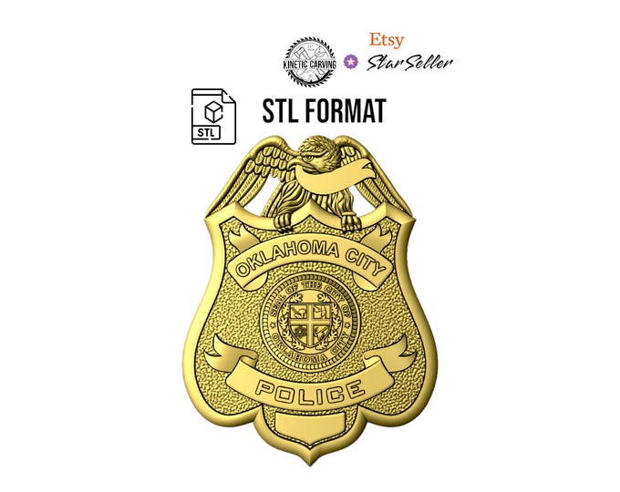 Oklahoma City Police Badge STL File | 3D Model for CNC & 3D Printing (Digital Download)