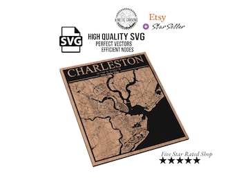 Charleston South Carolina City Map SVG File: Laser Cut CNC Vector (Digital Download)