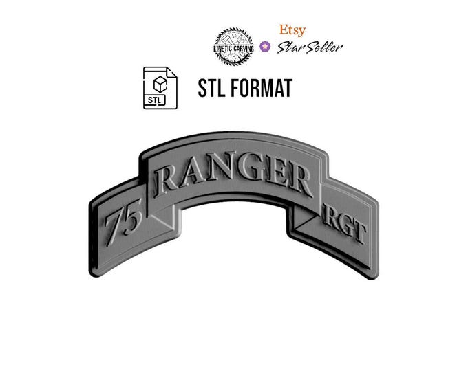 Ranger Regiment Scroll STL Patch for CNC, 3D Printing, or 3D Lasering