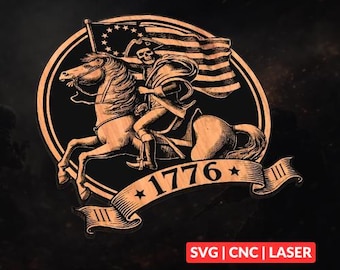 1776 Patriot SVG | CNC Laser Cut File, Wood Wall Art, Glowforge Engraving, LightBurn Ready