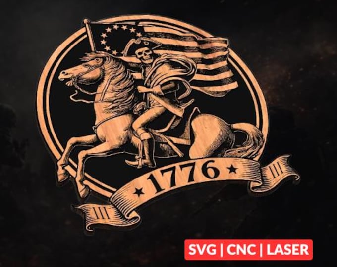 1776 Patriot SVG | CNC Laser Cut File, Wood Wall Art, Glowforge Engraving, LightBurn Ready