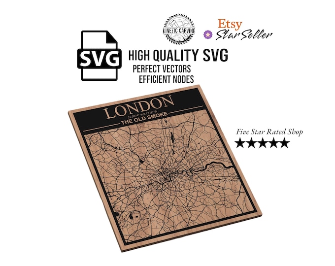 London, England City Map SVG File for Woodworking, CNC, Printing and Lasering