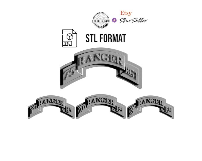 75th Ranger Regiment and Battalions Scroll Bundle STL for CNC, 3D Printing (Digital Download)