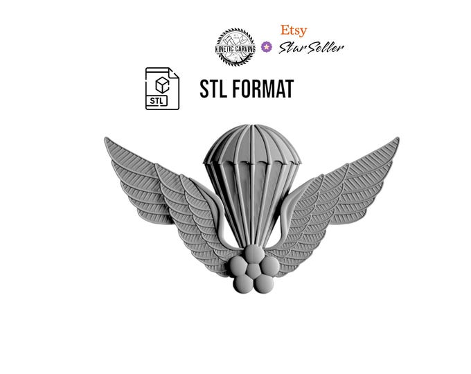 3D STL Model of South Korean Military Jump (Airborne) Wings, for 3D Printing, CNC Woodworking