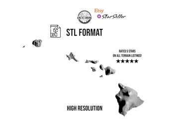 Hawaii USA 3D STL Model for CNC and 3D Printing (Digital Download)