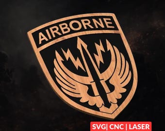 SOCCENT Airborne Patch SVG | CNC Laser Cut File, Wood Wall Art, Glowforge Engraving, LightBurn Ready