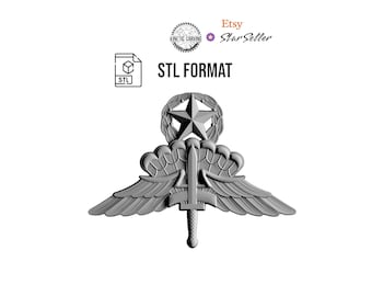 3D STL Model of Military Free Fall Wings (Master), for 3D Printing, CNC Woodworking