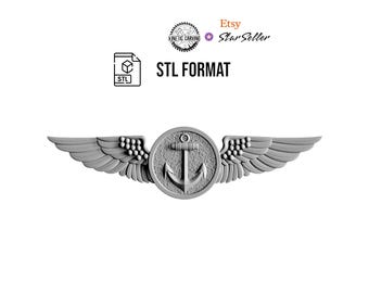 U.S. Navy Aviation Observer Badge 3D STL Model (Digital Download)