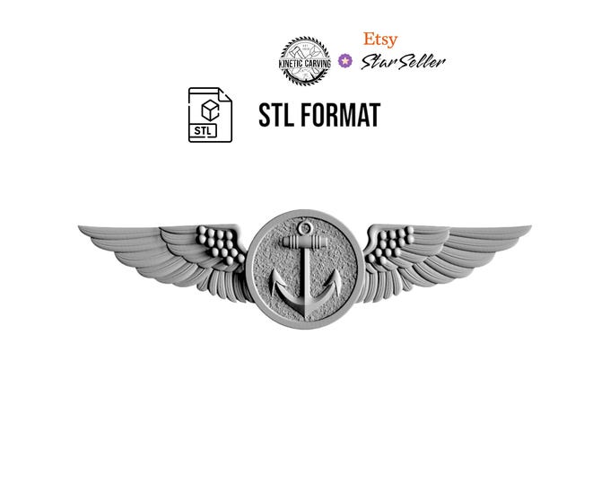U.S. Navy Aviation Observer Badge 3D STL Model (Digital Download)