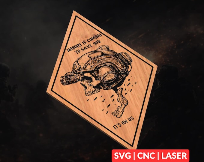 Skull Night Vision Helmet SVG | CNC Laser Cut File, Wood Wall Art, Glowforge Engraving, LightBurn Ready