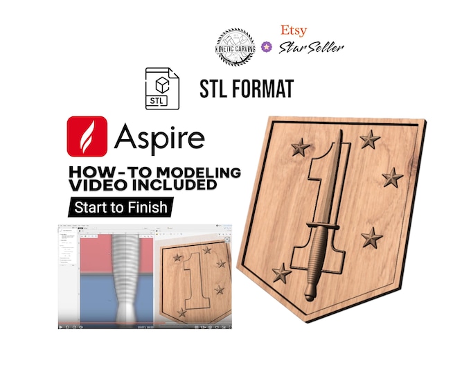 1st Marine Raider Battalion File & Vectric Aspire How-To Video STL | 3D CNC Carving File, Wood Relief Art, 3D Printing Ready