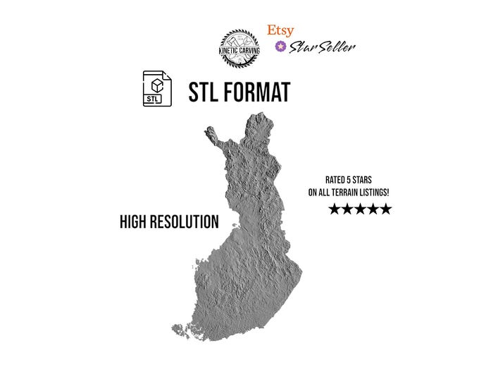 Finland Terrain File – 3D Topographic Map for CNC, 3D Printing, or 3D Lasering