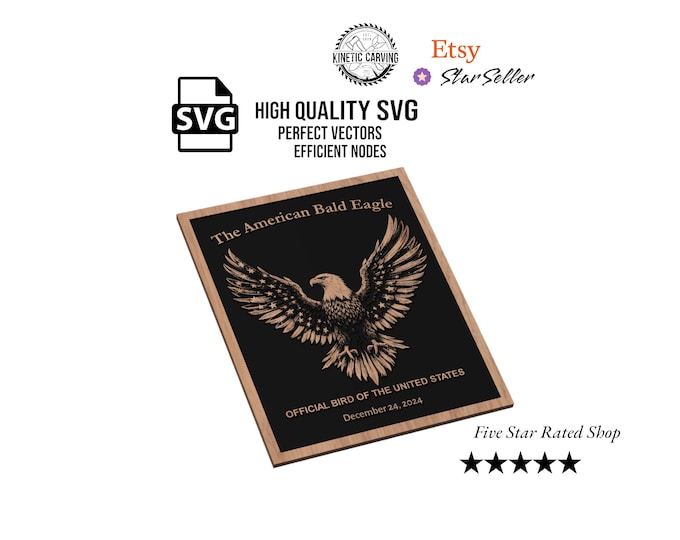 American Bald Eagle Patriotic SVG File for Woodworking, CNC, Printing and Lasering
