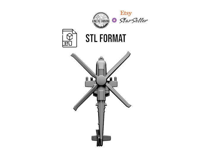 AH-64 Apache Helicopter STL for 3D Printing, CNC Woodworking