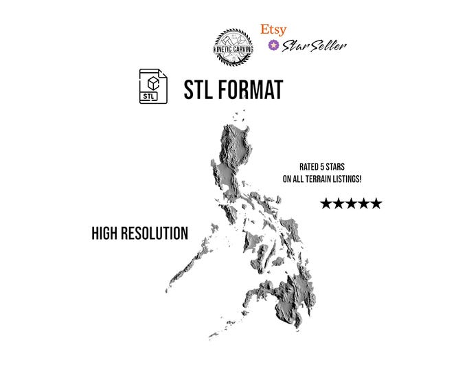 Philippines Terrain STL File – 3D Topographic Map for CNC, 3D Printing, or 3D Lasering