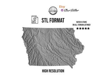 Iowa Topographic Map STL File: 3D Terrain Model (Digital Download)