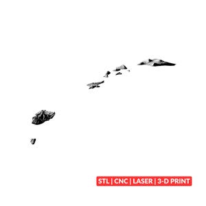 Hawaii Terrain Map STL file preview on a white background