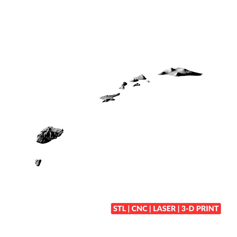 Hawaii Terrain Map STL file preview on a white background