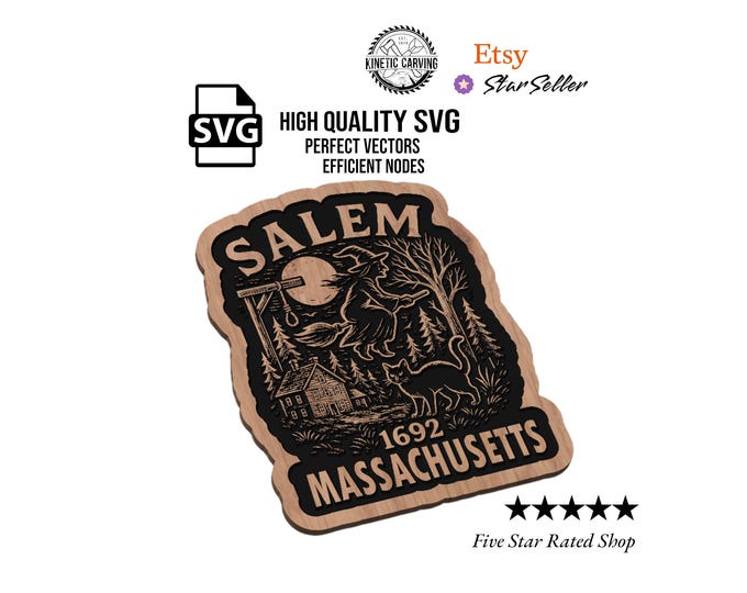 Salem Witch Halloween SVG File: Laser Cut CNC Design (Digital Download)