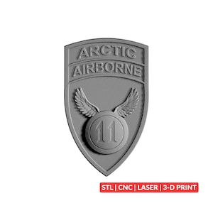 Patch van de 11e Infanteriedivisie (Arctische Luchtlandingsdivisie) STL | CNC-snijbestand, houtreliëf, klaar voor 3D-printen