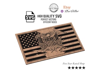 Eagle Crest American Flag SVG File: Patriotic Laser Cut Design (Digital Download)