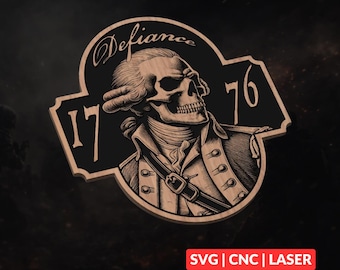 Patriotic George Washington SVG | 1776 Skull CNC File, Laser Cut Wood Sign, Glowforge