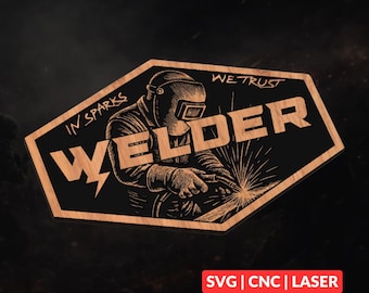 Welder SVG | Trades CNC Laser Cut File, Wood Wall Art, Glowforge Engraving, LightBurn Ready
