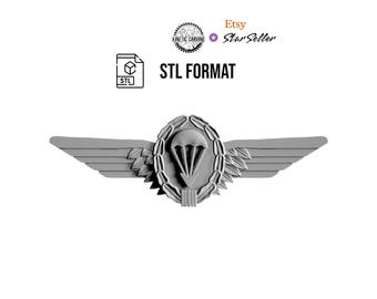 3D STL Model of German Military Jump (Airborne) Wings, for 3D Printing, CNC Woodworking