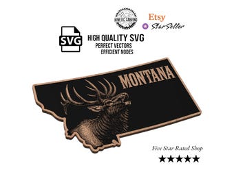 Montana Elk – State Outline Hunting Decor for Woodworking, CNC, and Lasering (Digital Download)
