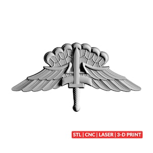 Militära fritt fallande vingar 3D STL | CNC-sniderifil, träreliefkonst, redo för 3D-utskrift