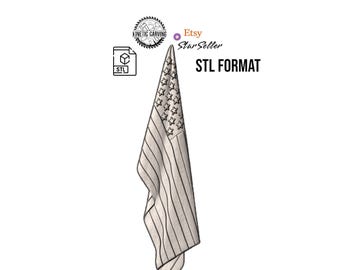Draped American Flag STL File | 3D Model for CNC Carving, Laser Engraving & 3D Printing