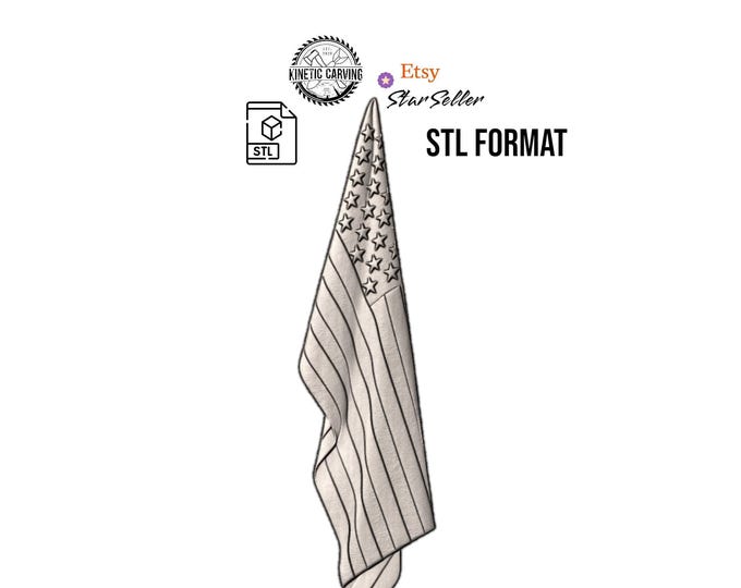 Draped American Flag STL File | 3D Model for CNC Carving, Laser Engraving & 3D Printing