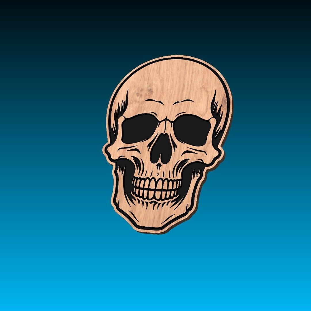 Front Facing Skull SVG File for Woodworking CNC Printing and Etsy