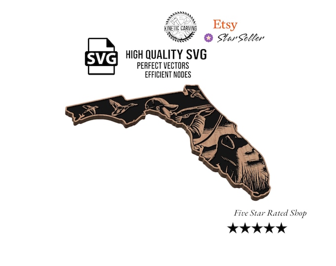 Florida Duck Hunting SVG File for Woodworking, CNC, Printing and Lasering